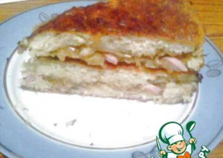 Рецепт - кабачковый пирог с капустой и сосисками