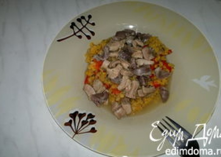 Рецепт - острая чечевица с перцем и луком ( возможен постный вариант ) + желудки и бедро индейки