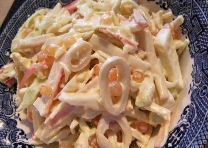 Рецепт - салат из кальмаров с тыквой