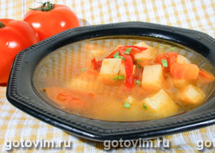 Суп с печеными овощами