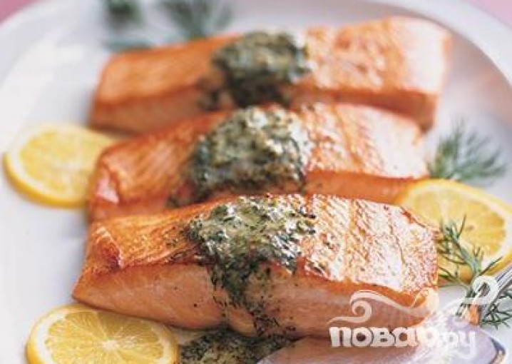 Рецепт - лосось с горчичным маслом