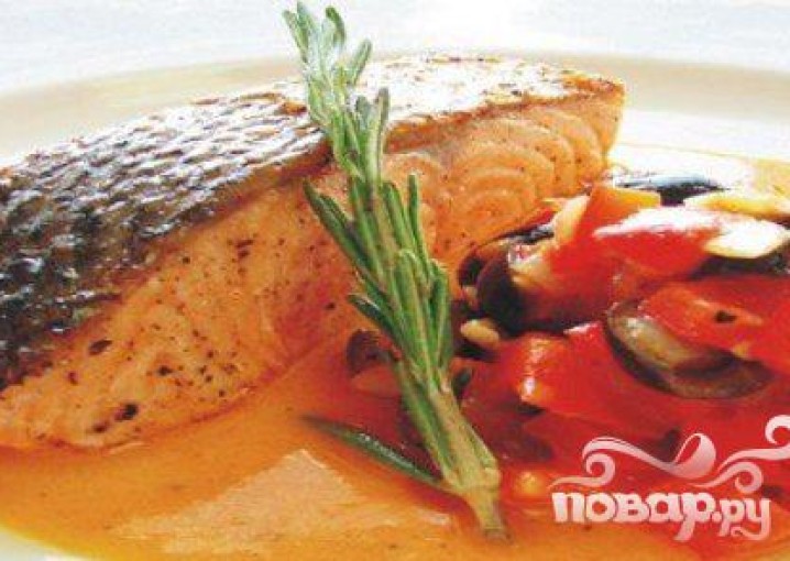 Рецепт - лосось с томатной приправой