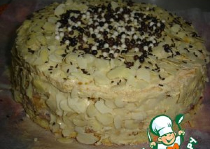 Белково-бисквитный торт с мраморным кремом
