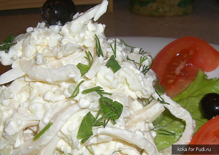 Рецепт - тарталетки с салатом из кальмаров