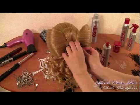 Прическа Мальвина с локонами и с бантиком из волос
