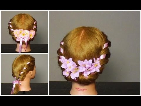 Прическа: плетение с лентой. Romantic hairstyles for medium hair tutorial