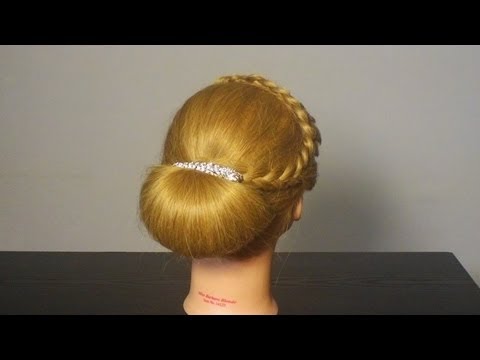 Вечерняя прическа с плетением. Prom wedding hairstyle for medium hair