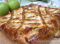Рецепт - ватрушка с яблоком и вареньем