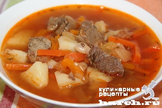 Рецепт - фасолевый суп с мясом и квашеной капустой