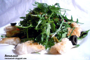 Рецепт - теплый салат с мясом акулы