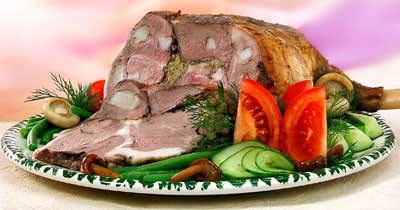 Рецепт - Блюда из мяса и субпродуктов : Баранина фаршированная по-королевски