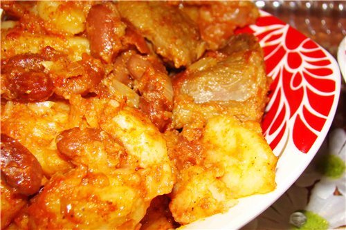 Рецепт - картофель с фасолью и чили