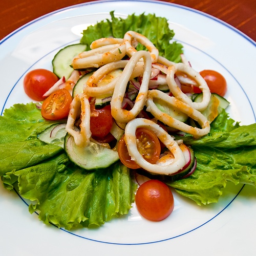 Рецепт - салата из кальмара с овощами