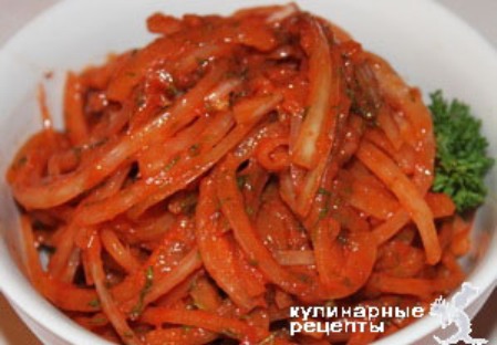 Рецепт - лук закусочный в томатном соусе