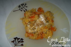 Рецепт - почти паэлья из чечевицы и моркови с треской