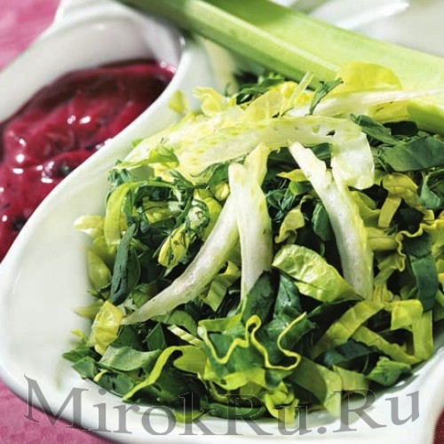 Рецепт - салат из щавеля, шпината и сельдерея
