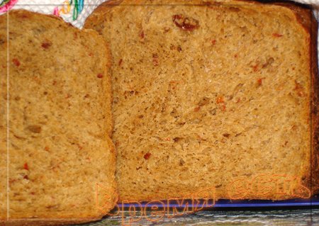 Рецепт - хлеб пшенично-ржаной с вялеными томатами и шпинатом (хлебопечка)