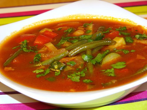 Суп из овощей с фасолью