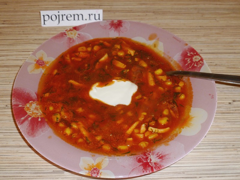 Суп томатный с кукурузой