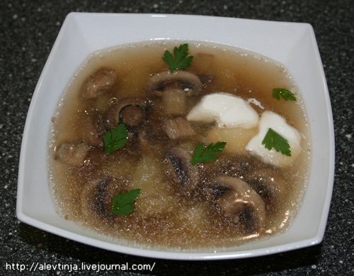 Рецепт - сырный суп с грибами и курицей