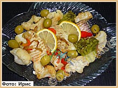 Рецепт - морской окунь, запеченный с цветной капустой