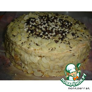 Белково-бисквитный торт с мраморным кремом