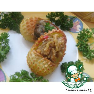"Лапти" из картофеля с грибочками и баклажанами