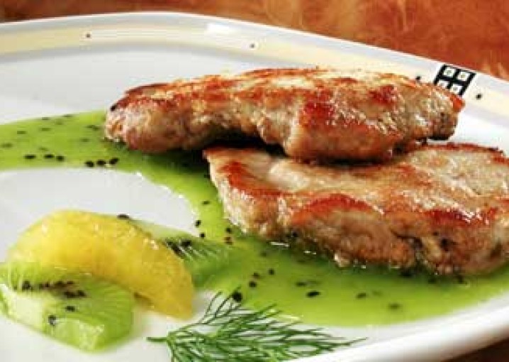 Рецепт - Блюда из мяса и субпродуктов : Свинина с соусом киви