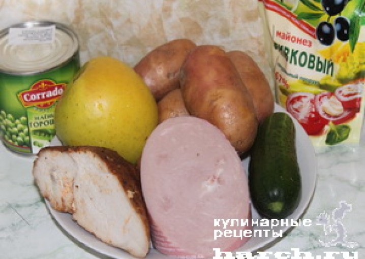 Рецепт - салат куриный с ветчиной Чешский