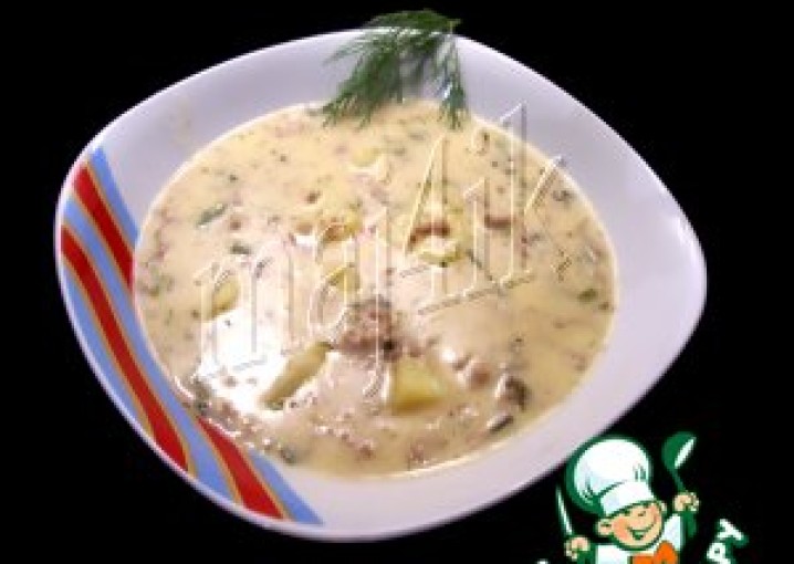 Рецепт - суп сливочно-сырный с фаршем "Объеденье"