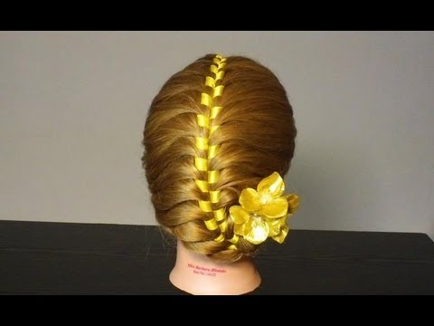Быстрая прическа с лентой. Ribbon Braid Hairstyle for medium hair tutorial