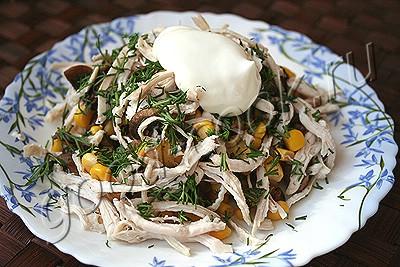 Рецепт - салата Птичка с грибами