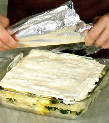 Рецепт - лазанья (запеканка) с картофелем и шпинатом