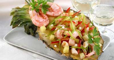 Рецепт - Холодные закуски с морепродуктами : Креветки с ананасом (2)