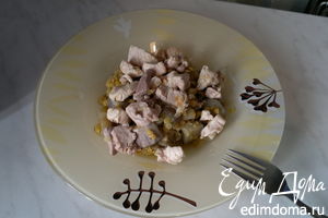 Рецепт - чечевица с баклажаном и чили перцем, мясо птицы с имбирем