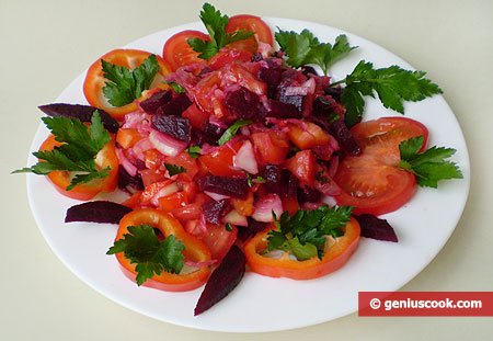 Рецепт - салата с красной свеклой и квашеной капустой